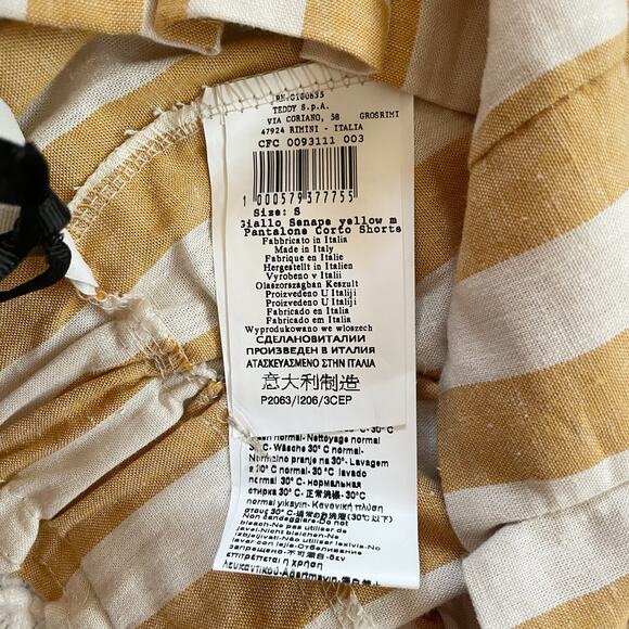 Rinascimento Paperbag Waist Belted Shorts Striped Tan Cream Size Small New - Picture 8 of 11